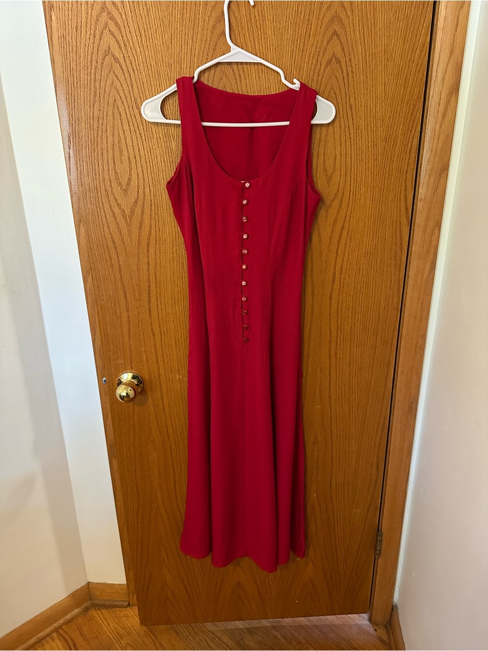 Vintage button front red dress